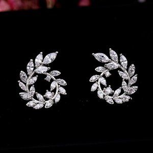 925 Sterling Silver Diamond Leaf Branch Earrings